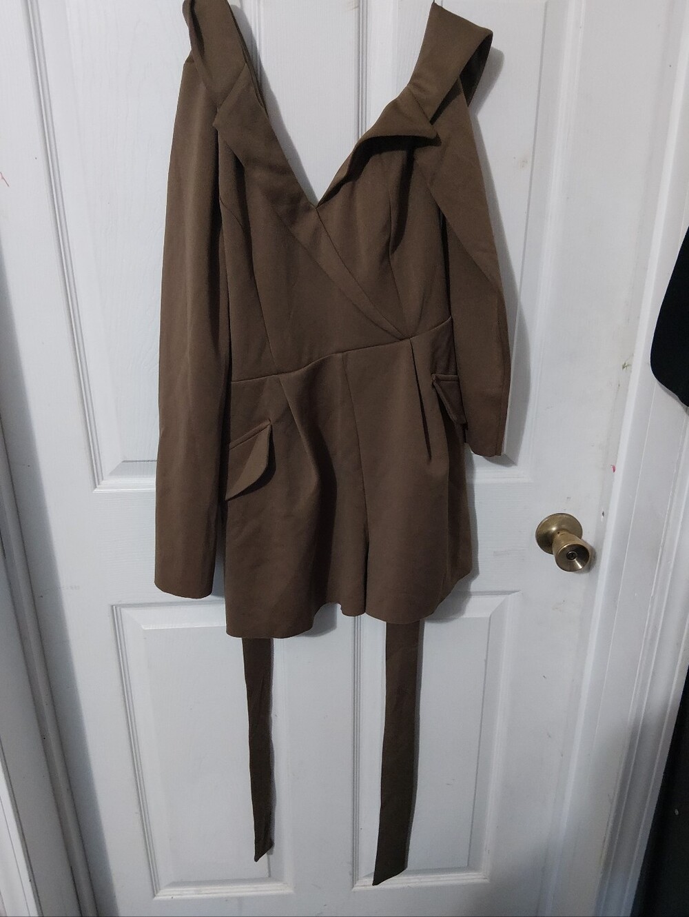 ASOS Brown Backless Wrap Romper Dress